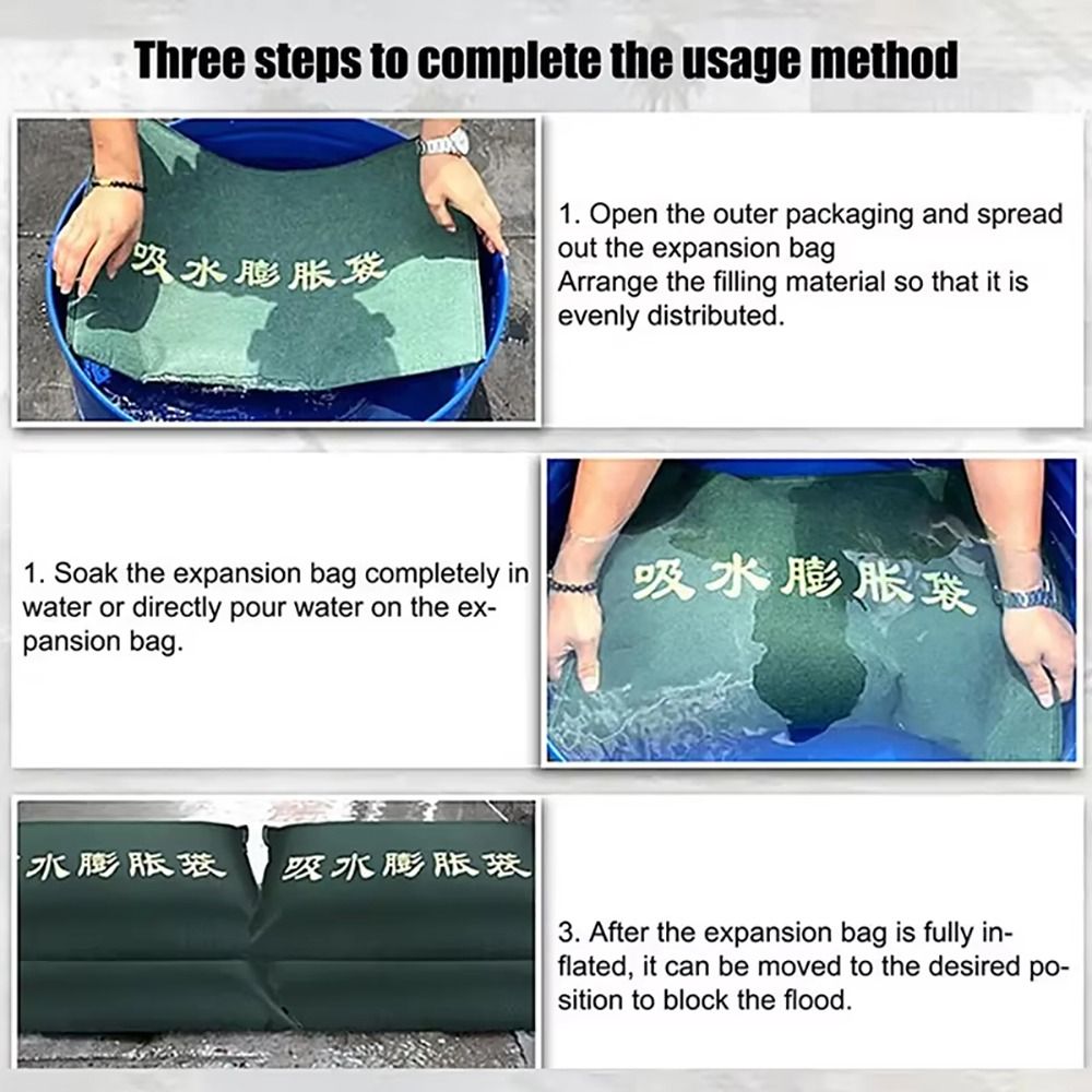 Flood Barrier Bag - 1Pcs Wiederverwendbare Wasser Saugfähigen Sandsack 25x50cm