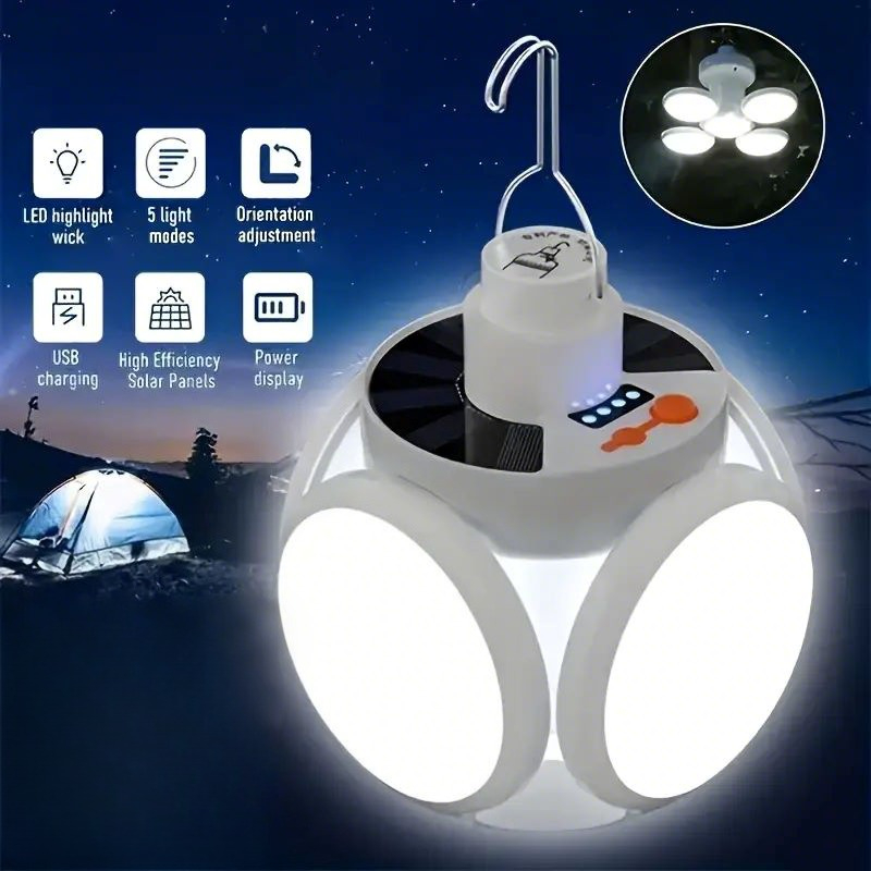 Power Outage Light - Solar-Ladelicht mit Haken, mehrere Beleuchtungsmodi, faltbar,